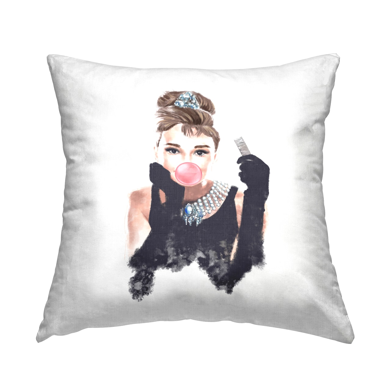 Stupell Industries Aubrey Bubblegum Bubble Famous Fashion Icon Portrait Throw Pillow 18" x 18"